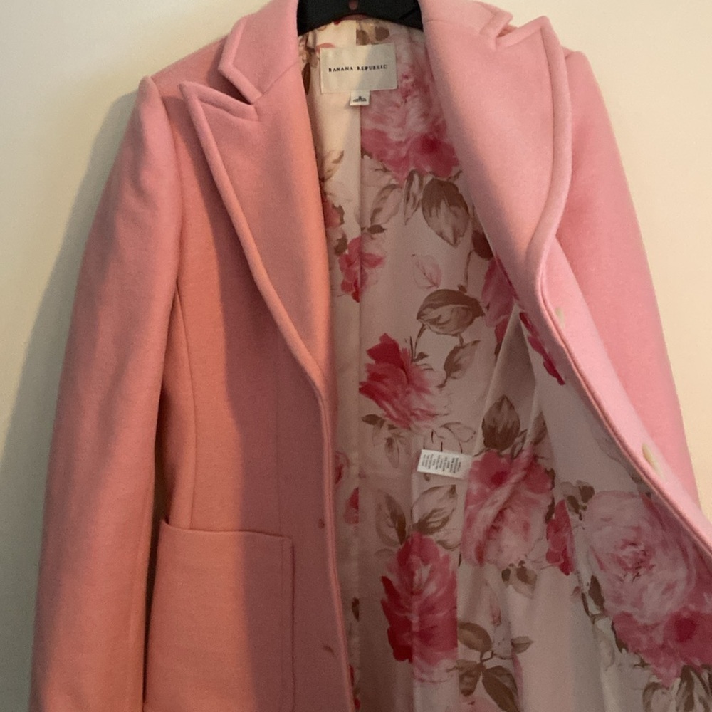 Banana Republic Pink Wool Blend Overcoat sz Small - Picture 5 of 11
